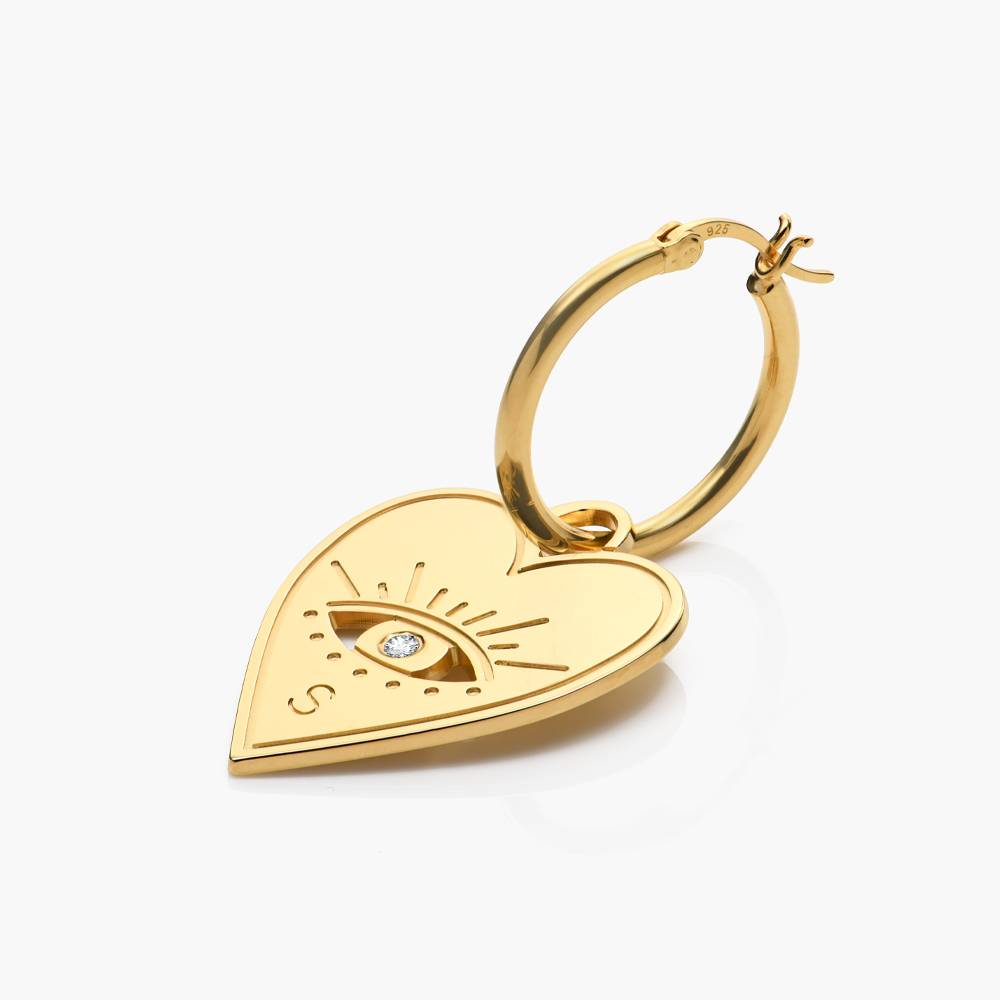 Evil Eye Heart Earrings with Diamonds  - Gold Vermeil-1 product photo