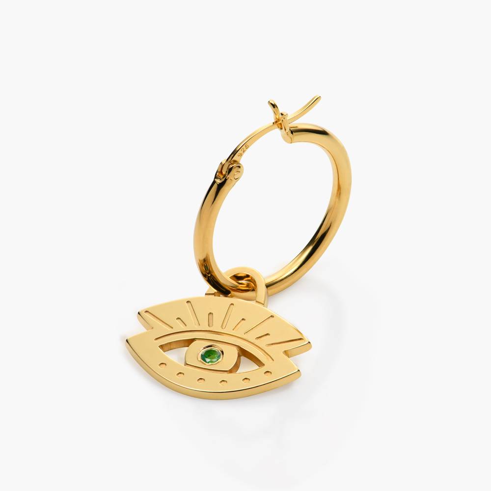Evil Eye Hoop Earrings with Cubic Zirconia - Gold Vermeil-3 product photo
