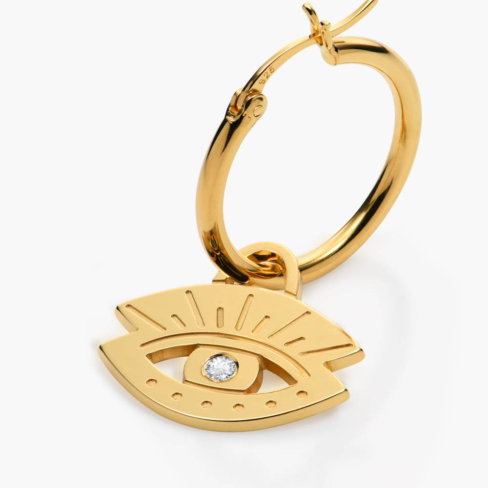 Evil Eye Hoop Earrings with Diamonds  - Gold Vermeil-1 product photo