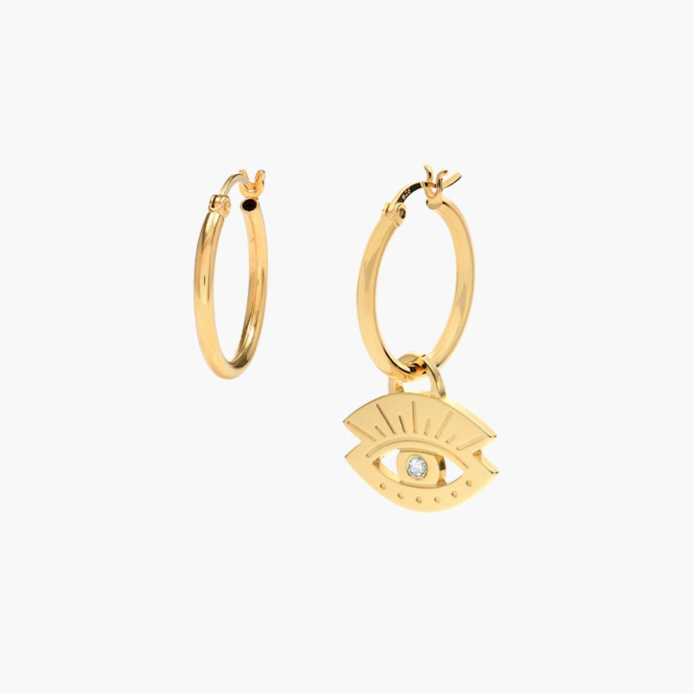 Evil Eye Hoop Earrings with Diamonds  - Gold Vermeil-5 product photo