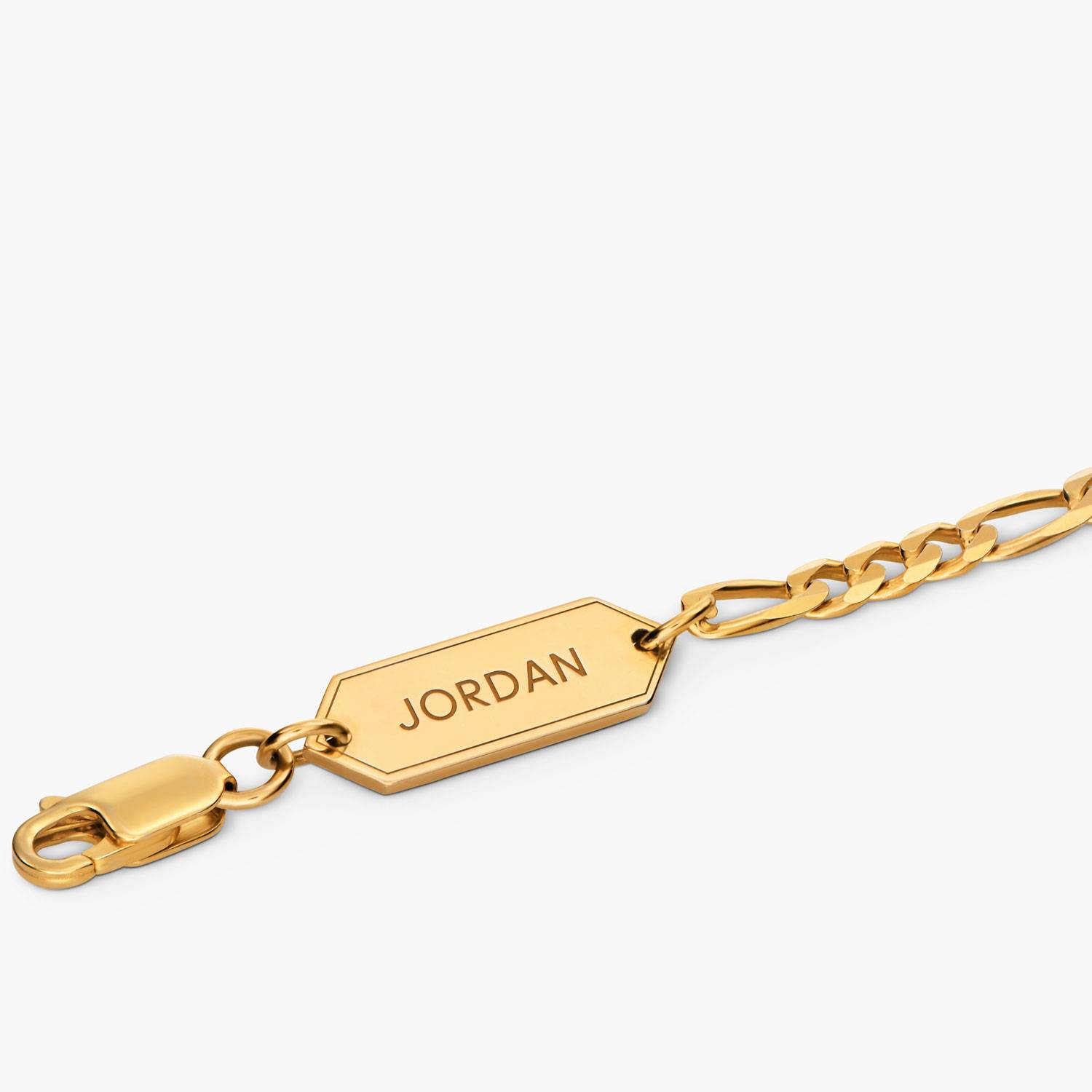 OAK & LUNA-Figaro Chain Bracelet with Tags 7.5" (Gold) 3mm Sett Cuban Tag-3 product photo