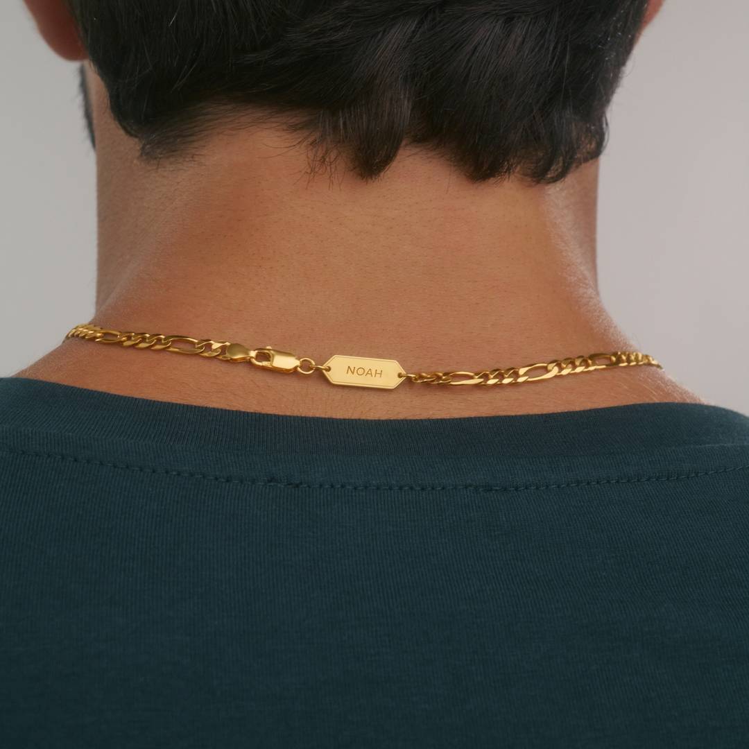 OAK & LUNA-Figaro Chain Necklace with Tags 22" (Gold) 5mm-2 product photo