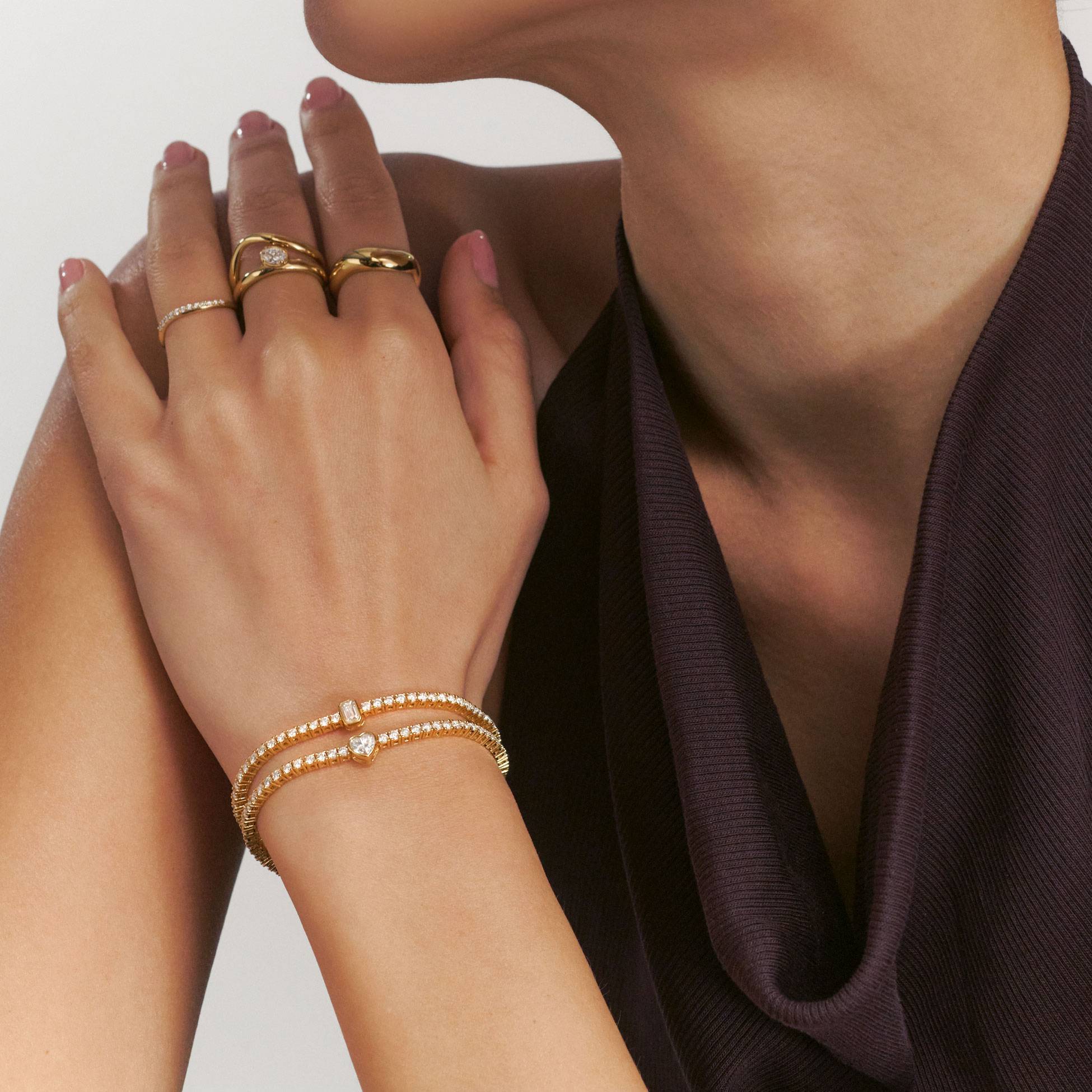 First Love Engraved Tennis Bracelet- Gold Vermeil-3 product photo