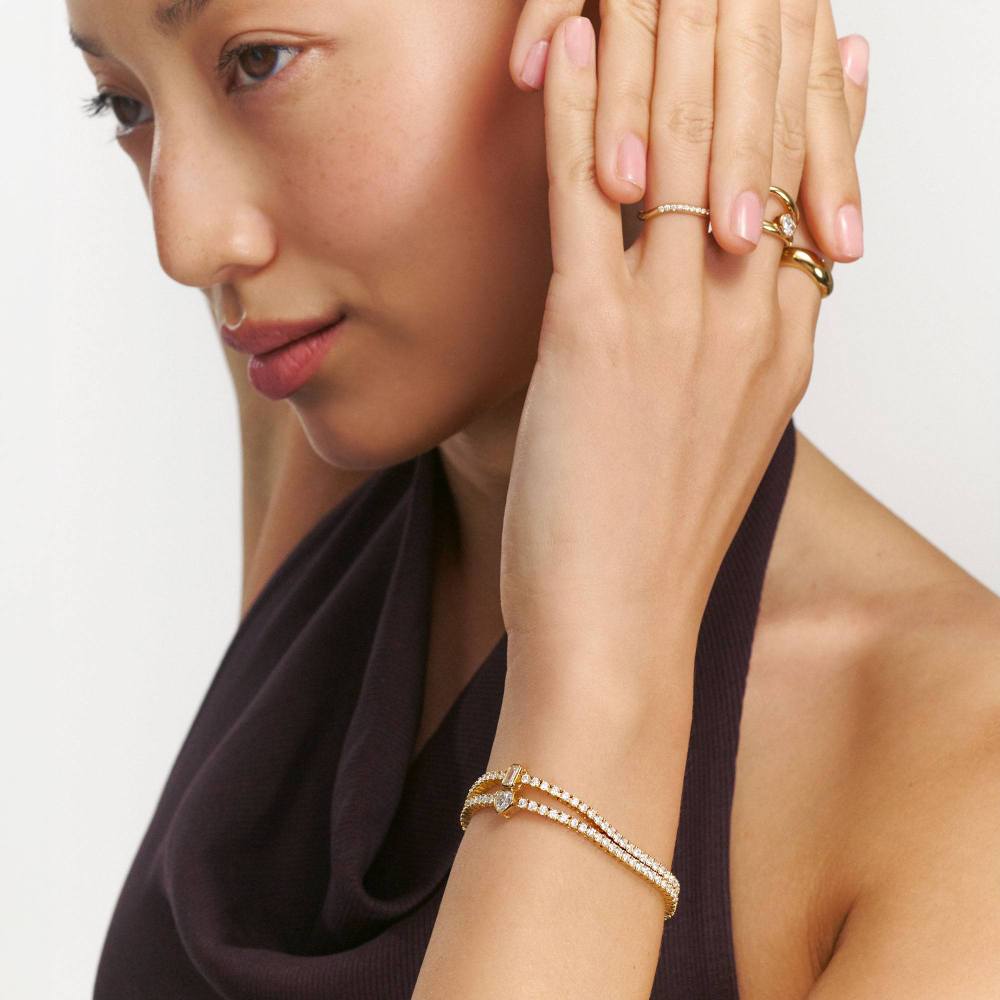 First Love Engraved Tennis Bracelet- Gold Vermeil-1 product photo