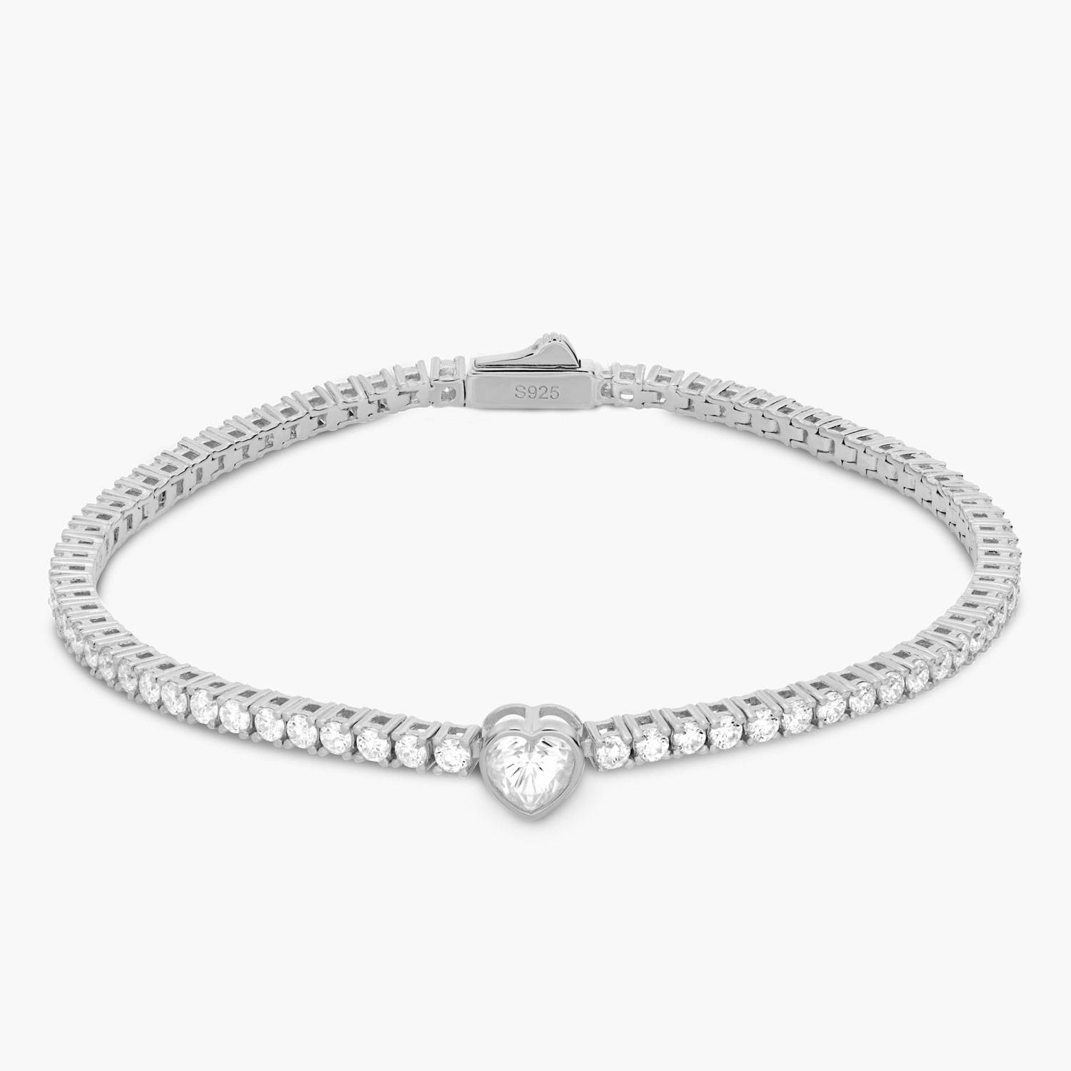 First Love Engraved Tennis Bracelet- Silver product photo