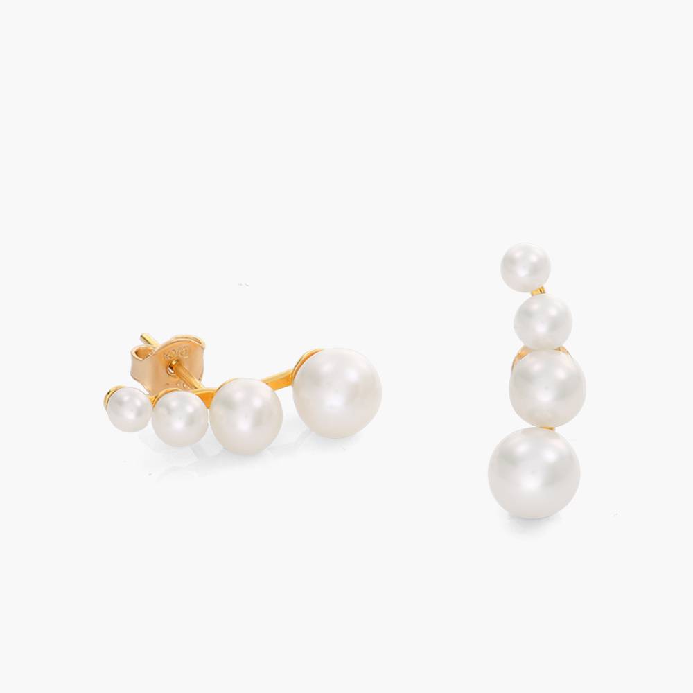 Cultured Pearl Graduated Stud Earrings- Gold Plated product photo