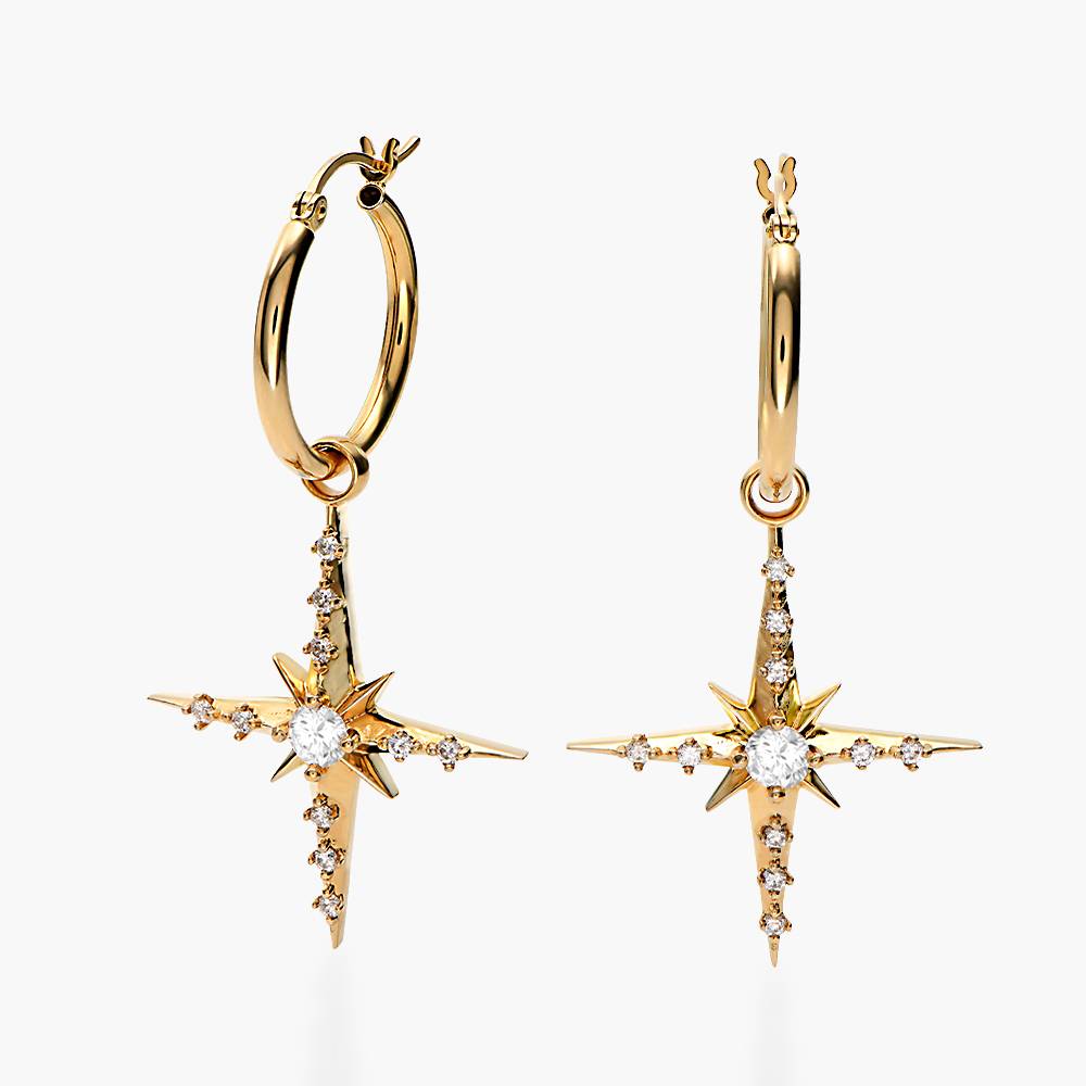 Glistening Northern Star Hoop Earring with 1/2 ct Diamonds- Gold Vermeil-3 product photo
