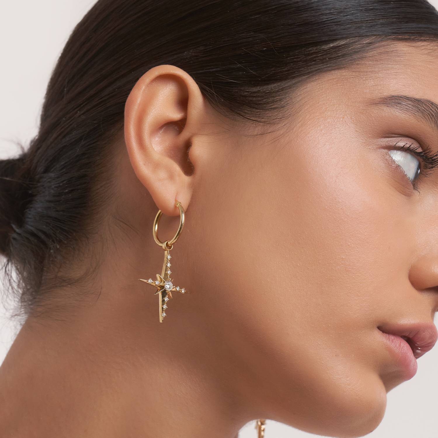 Glistening Northern Star Hoop Earring with 1/2 ct Diamonds- Gold Vermeil-1 product photo