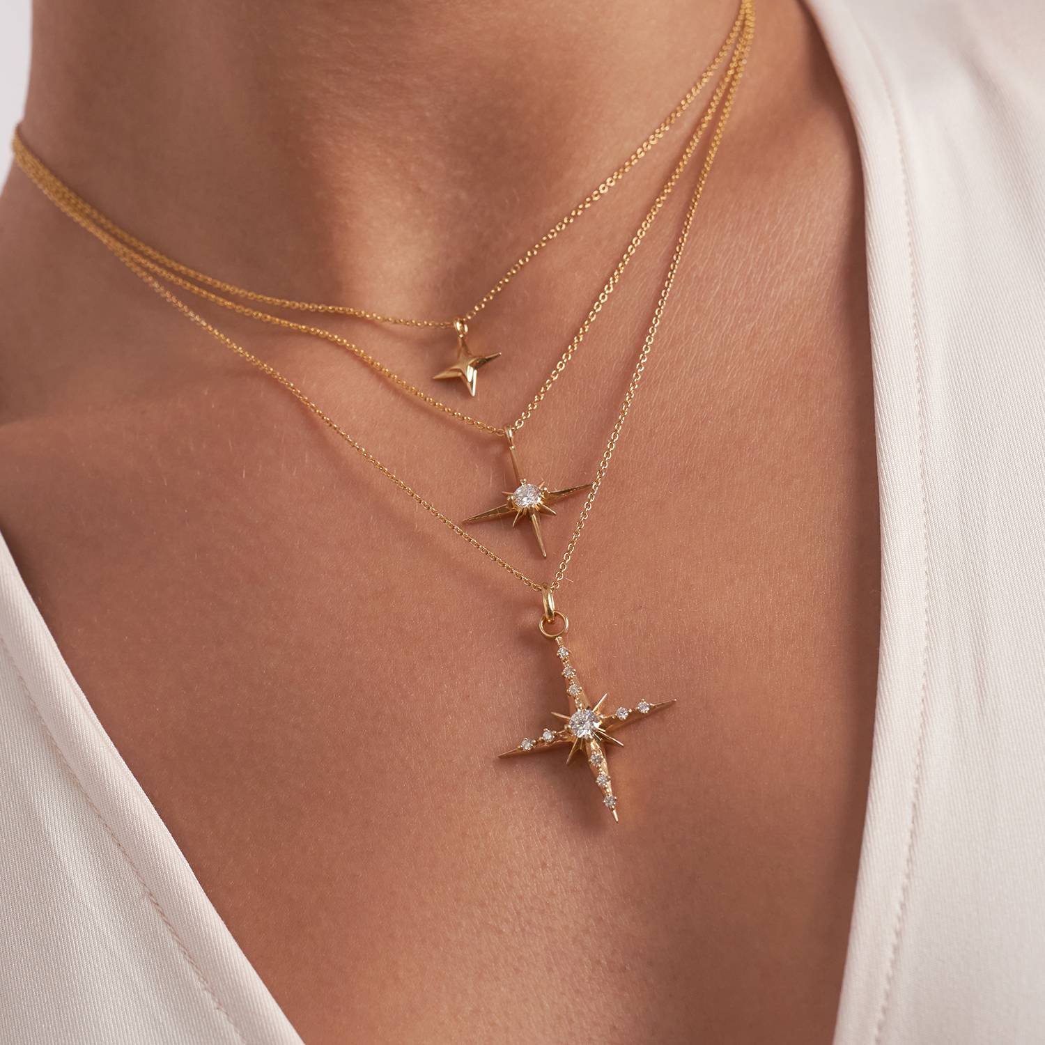 Glistening Northern Star Necklace with 1/2 ct Diamonds- Gold Vermeil-6 product photo