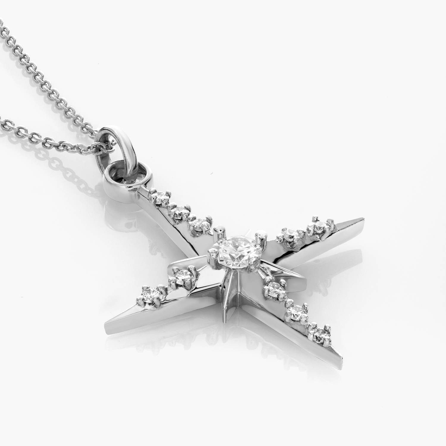 Glistening Northern Star Necklace with 1/2 ct Diamonds- Silver product photo