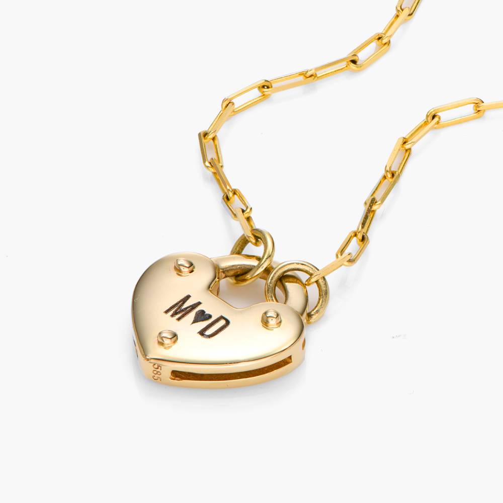 Heart Charm Lock Necklace - 14k Solid Gold product photo