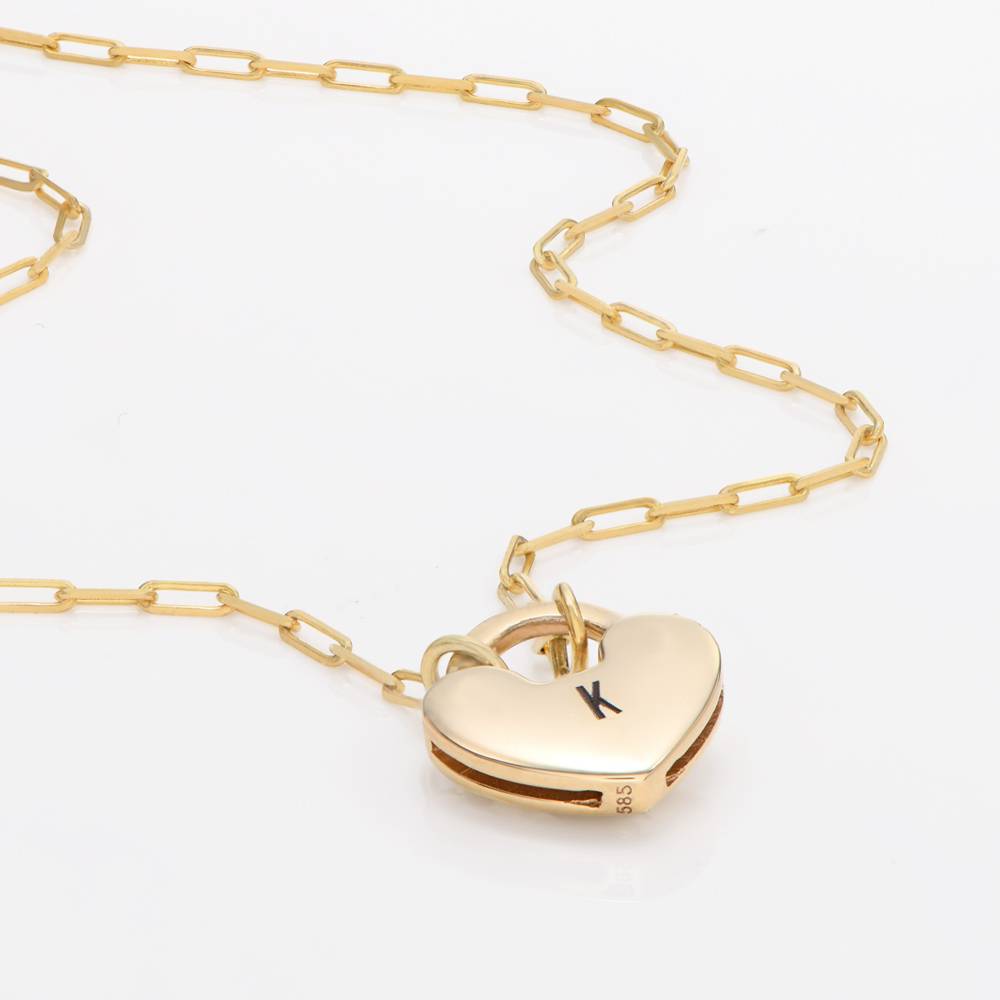 Heart Charm Lock Necklace - 14k Solid Gold-5 product photo