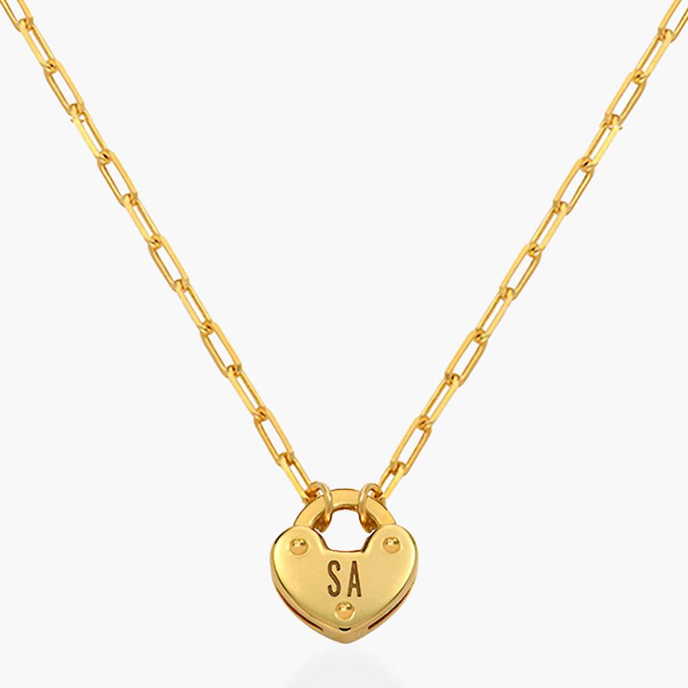 Heart Charm Lock Necklace - Gold-4 product photo
