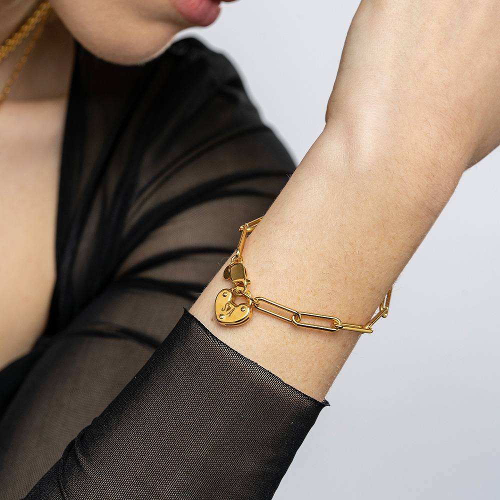 Heart Charm Lock Bracelet - Gold Vermeil-2 product photo