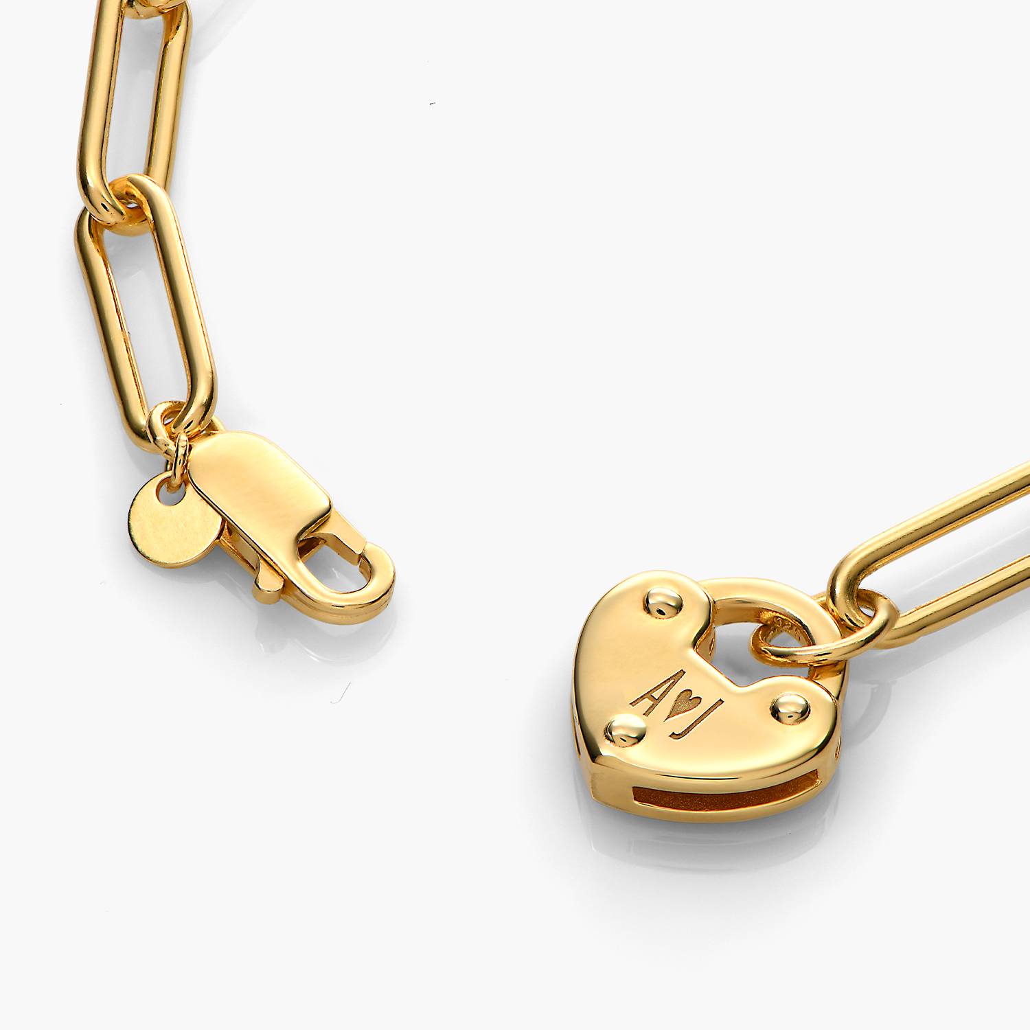 Heart Charm Lock Bracelet - Gold Vermeil-4 product photo