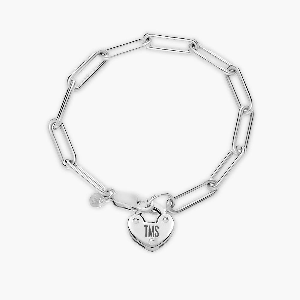 Heart Charm Lock Bracelet - Silver-2 product photo
