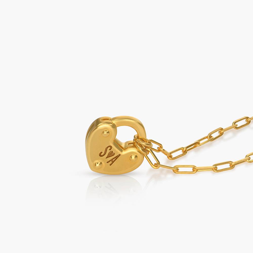 Heart Charm Lock Necklace - Gold Vermeil-5 product photo