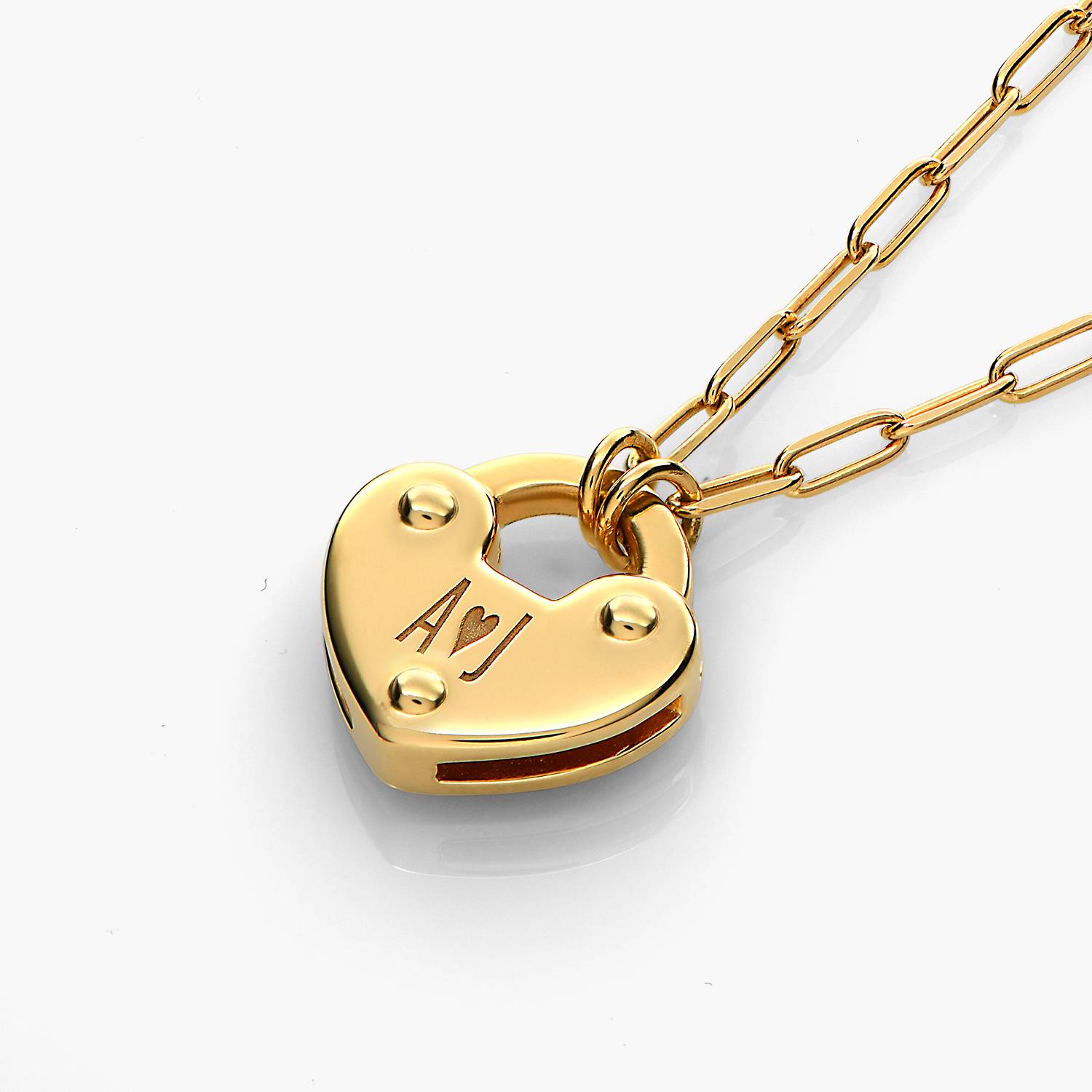 Heart Charm Lock Necklace - Gold Vermeil-1 product photo