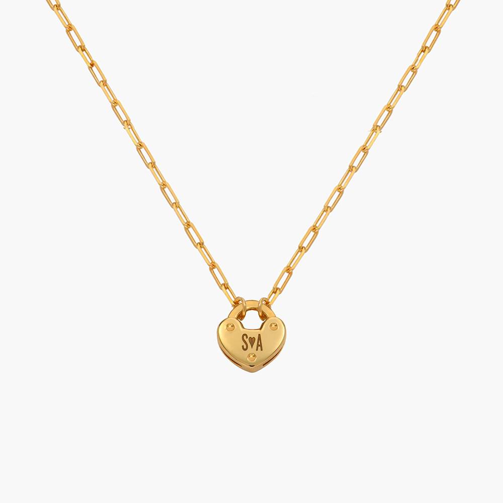 Heart Charm Lock Necklace - Gold Vermeil-3 product photo