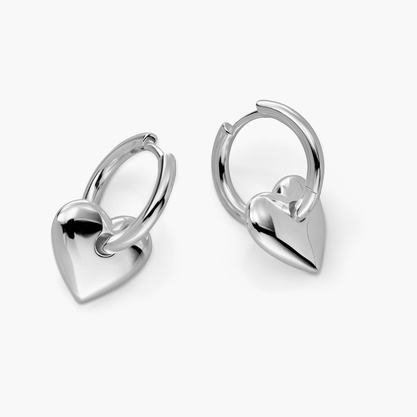 Heart Drop Hoops - Silver-2 product photo