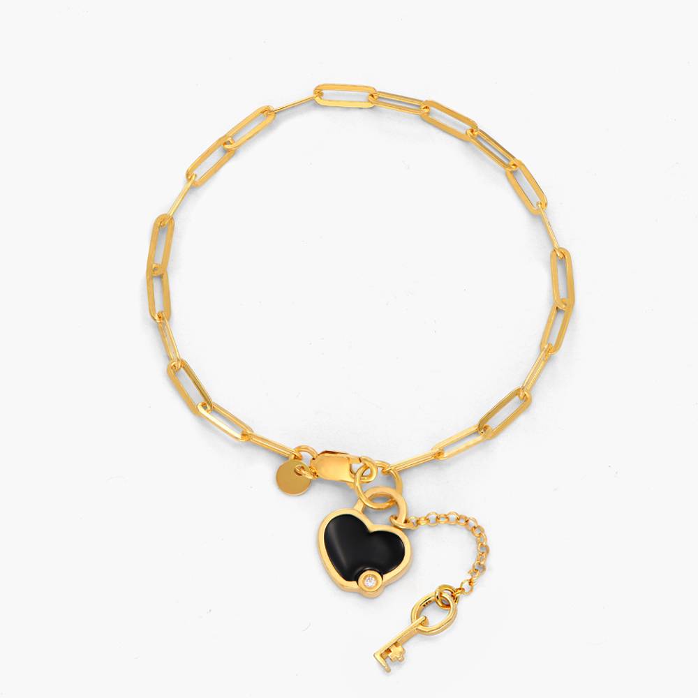 Heart On Lock Bracelet with Diamonds- Gold Vermeil