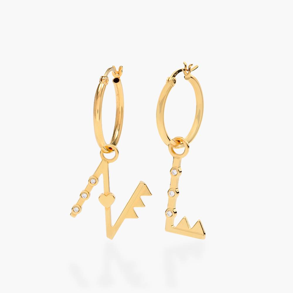 Heart On Lock Initial Hoops with Diamonds- Gold Vermeil-3 product photo