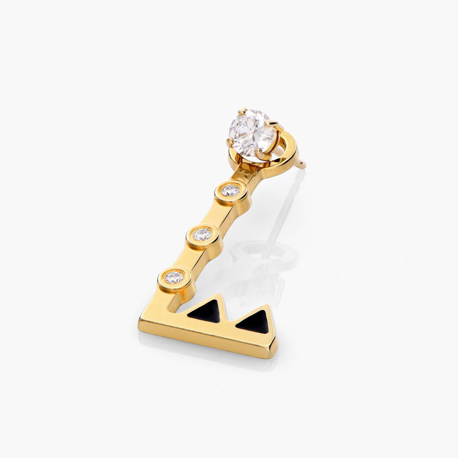 Heart On Lock Initial with Diamond Stud- Gold Vermeil-4 product photo