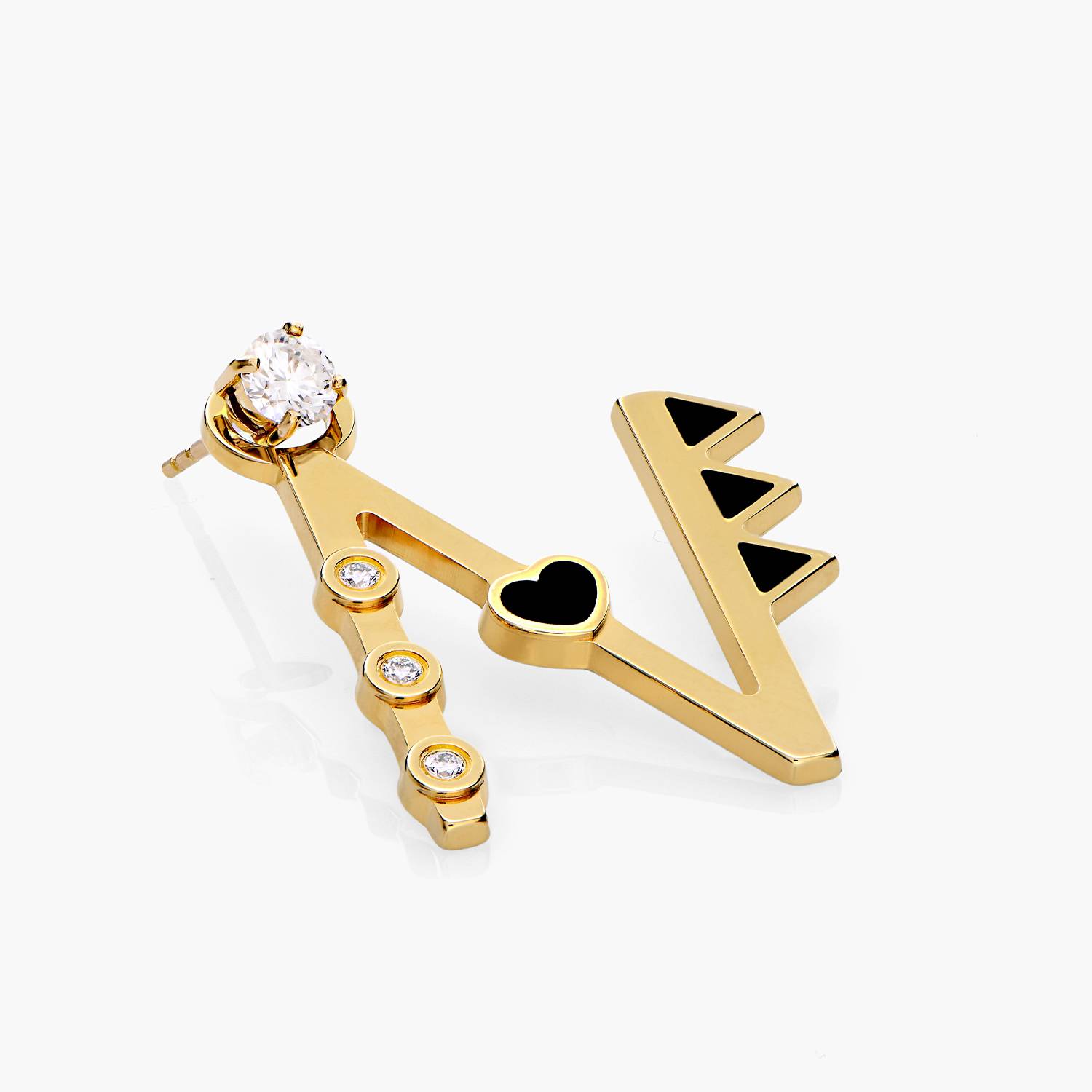 Heart On Lock Initial with Diamond Stud- Gold Vermeil product photo