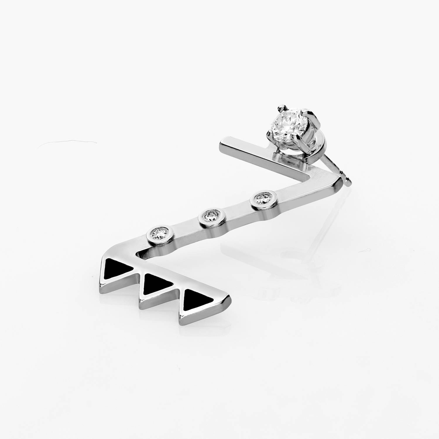Heart On Lock Initial with Diamond Stud - Silver-4 product photo