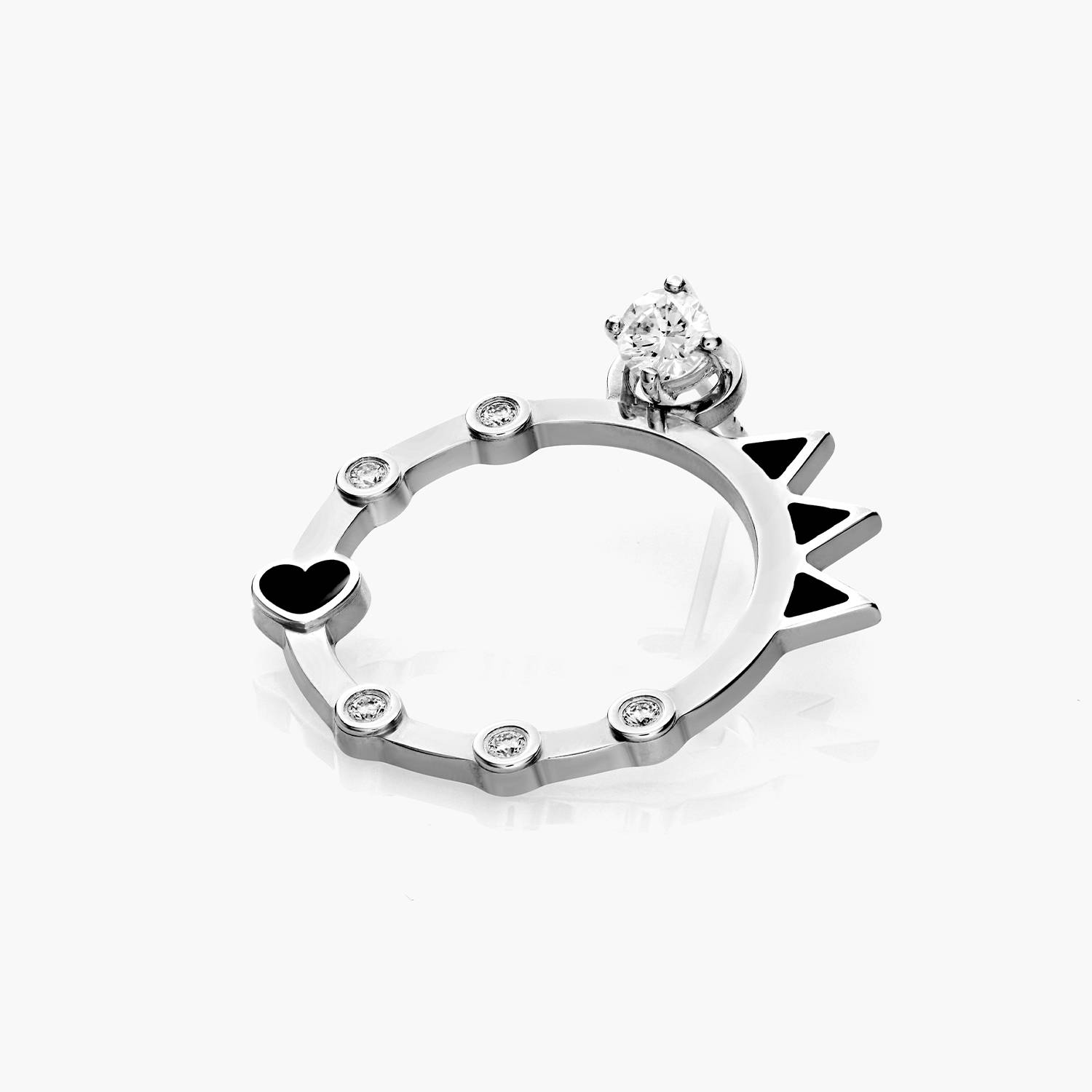 Heart On Lock Initial with Diamond Stud - Silver product photo