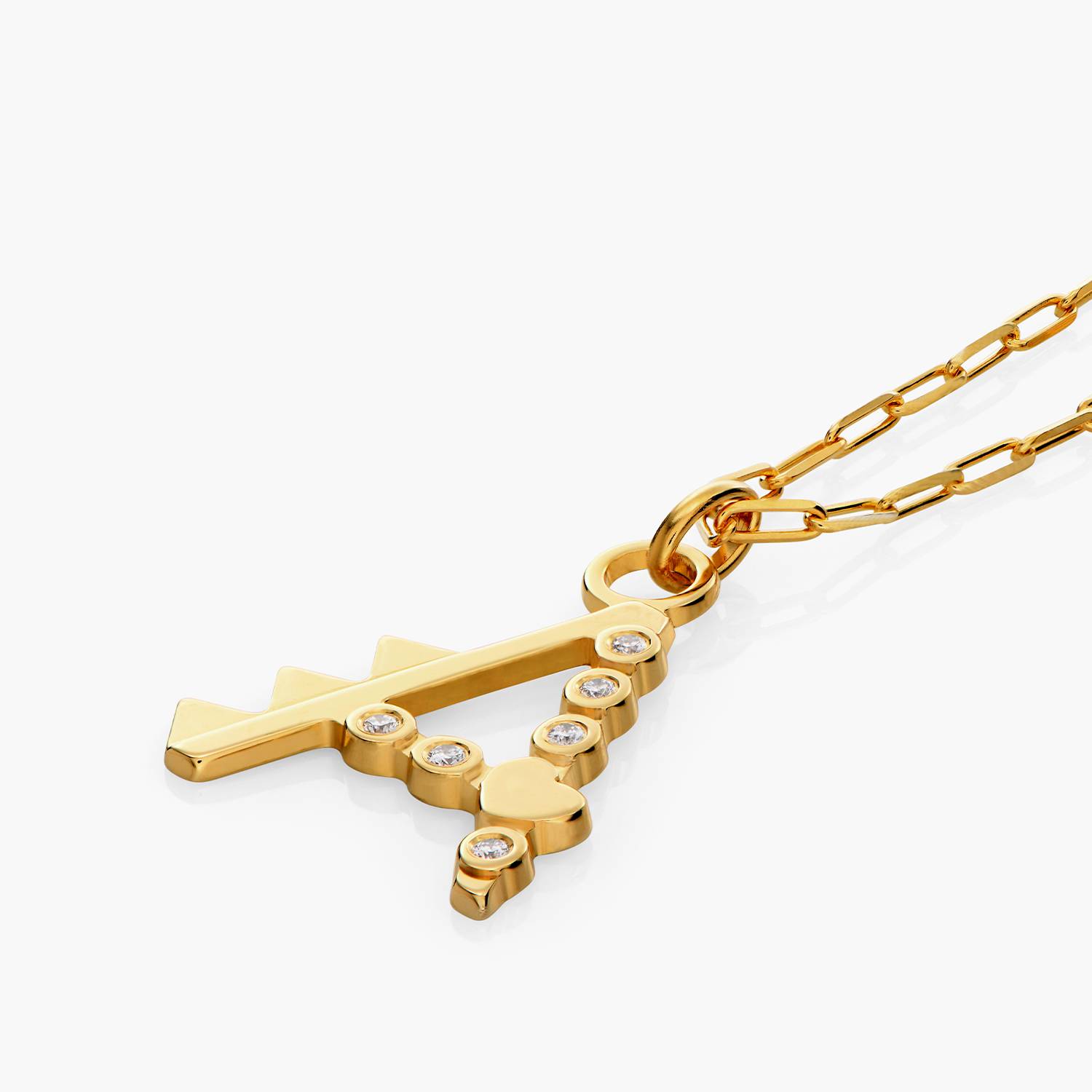 Heart On Lock Initial with Diamonds - Gold Vermeil-2 product photo