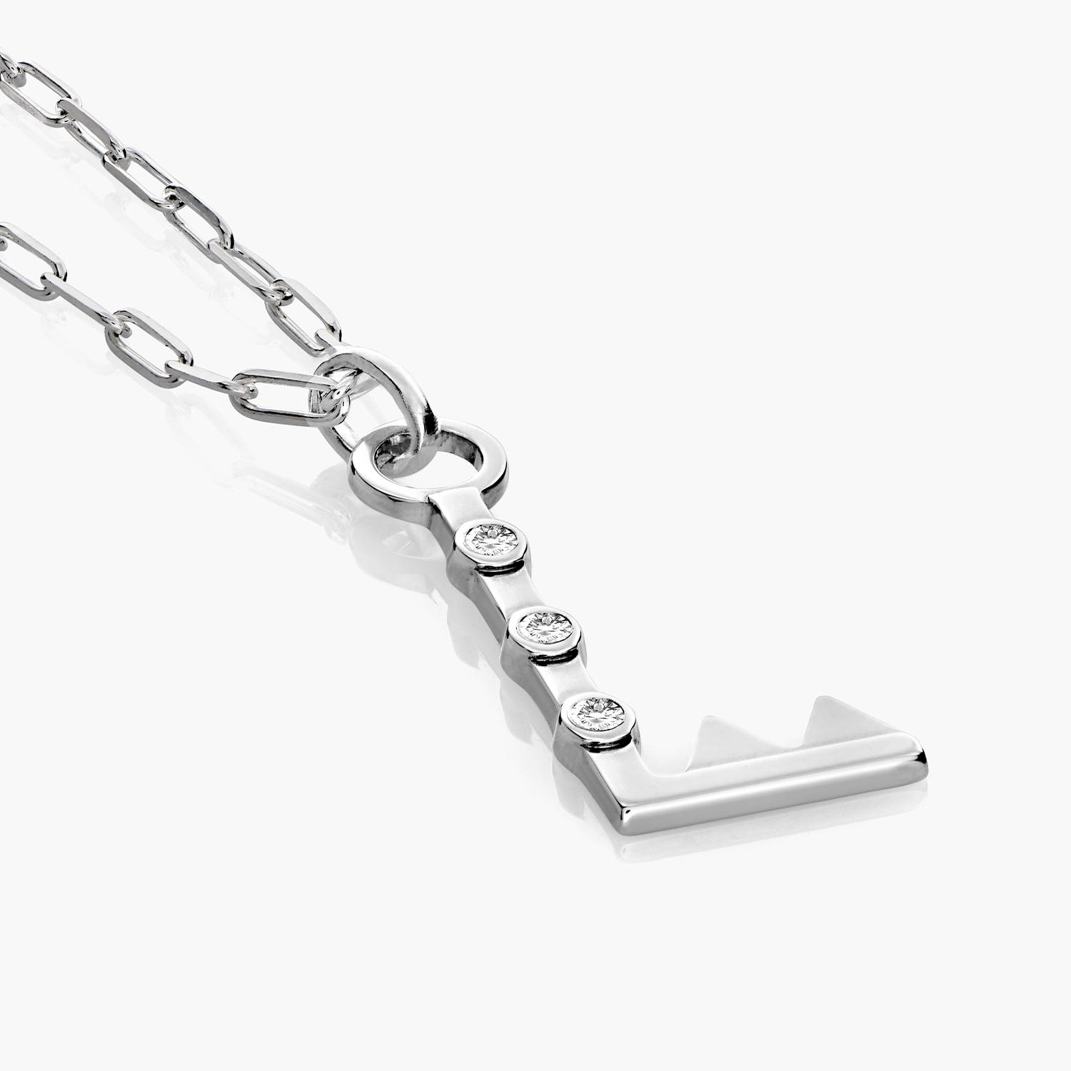 Heart On Lock Initial with Diamonds - Silver-2 product photo