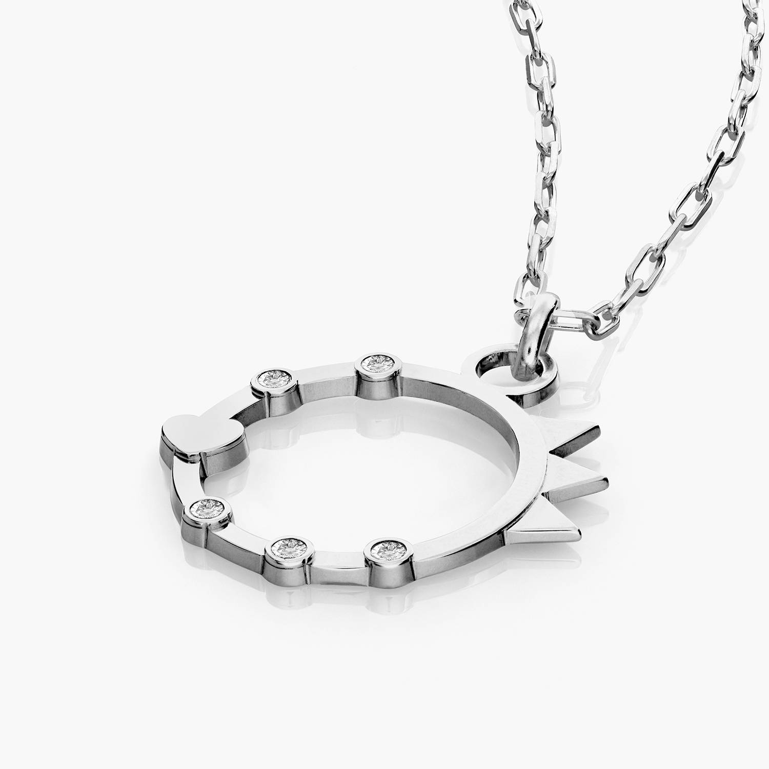 Heart On Lock Initial with Diamonds - Silver-3 product photo