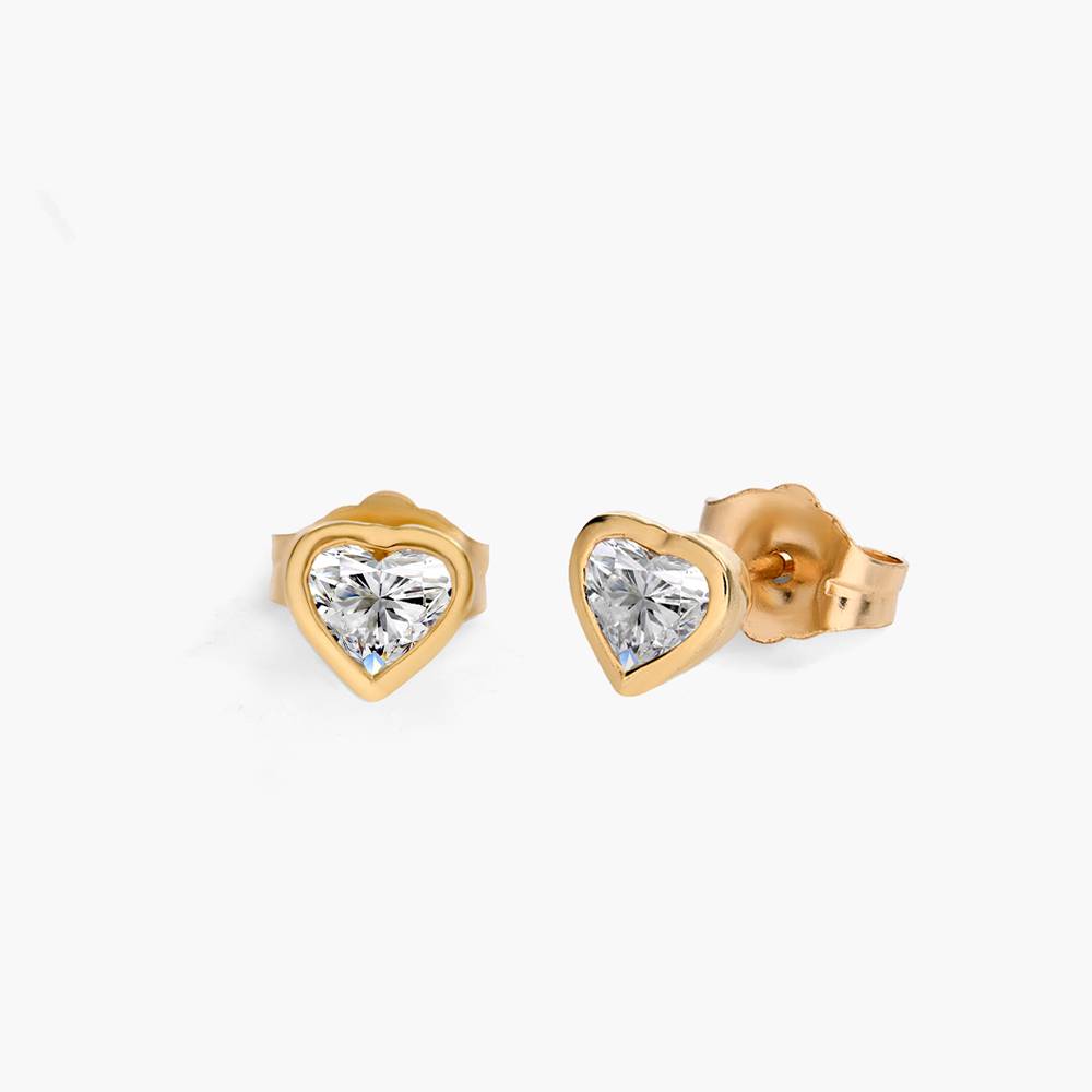 Heart Shape Diamond Stud Earrings- 14k Solid Gold product photo