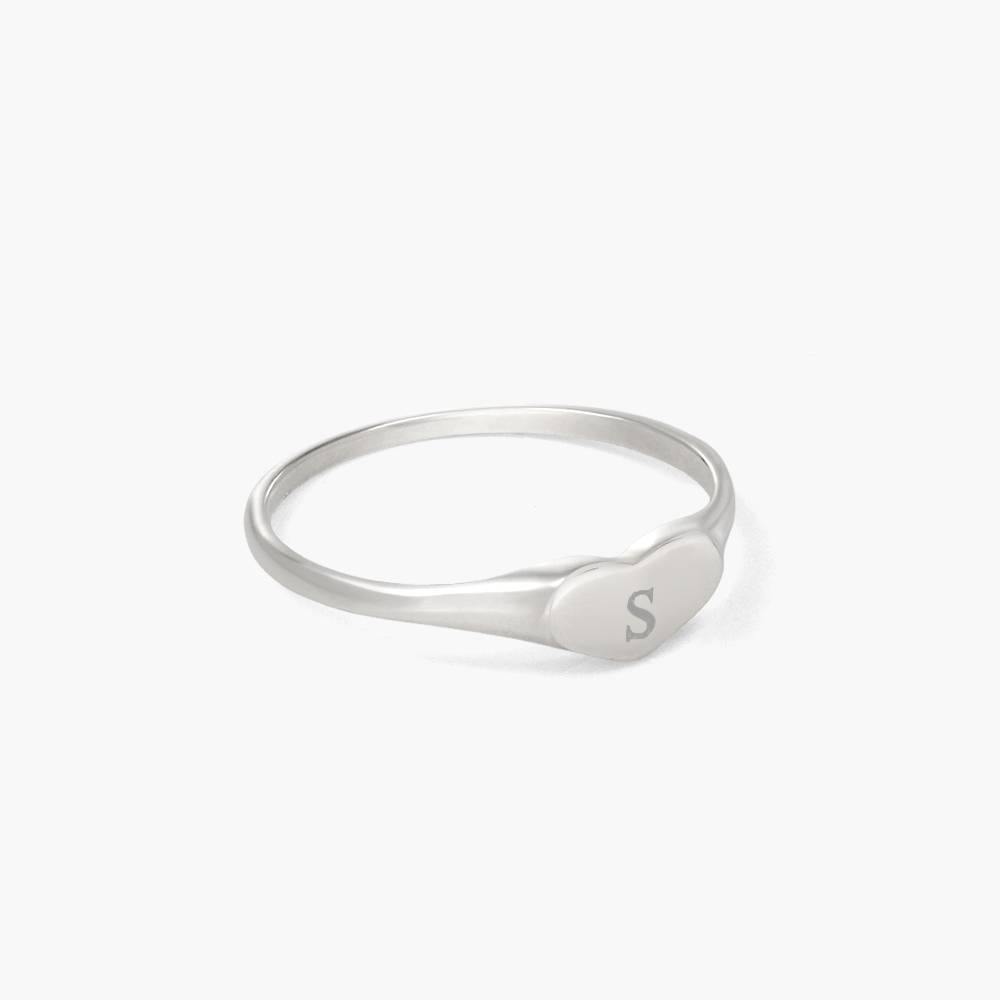 Initial Heart Signet Ring - Silver-3 product photo