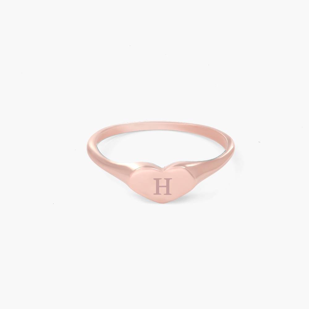 Heart Signet Ring with Initial- Rose Gold Vermeil product photo