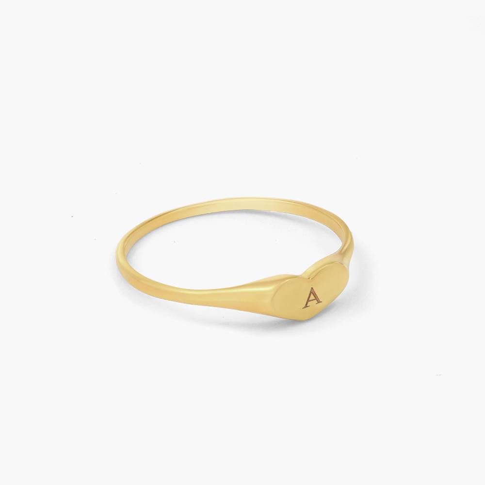 Heart Signet Ring with Initial - Gold Vermeil product photo