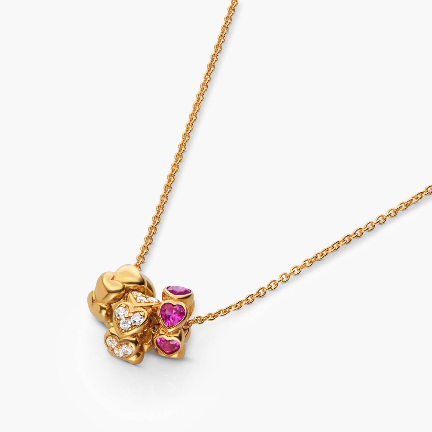 Heart Stack Charm Necklace- Gold-3 product photo