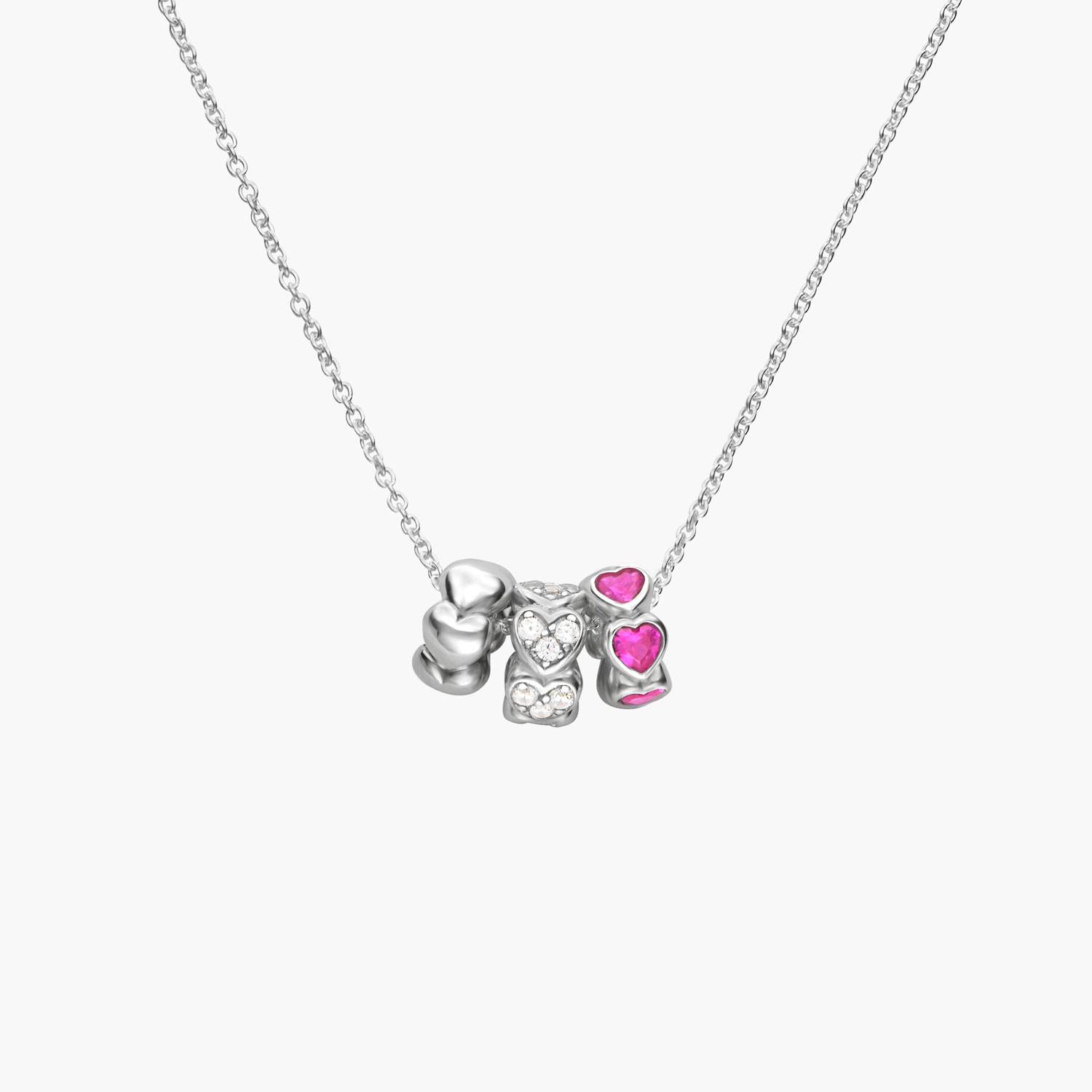 Heart Stack Charm Necklace - Sterling Silver-1 product photo