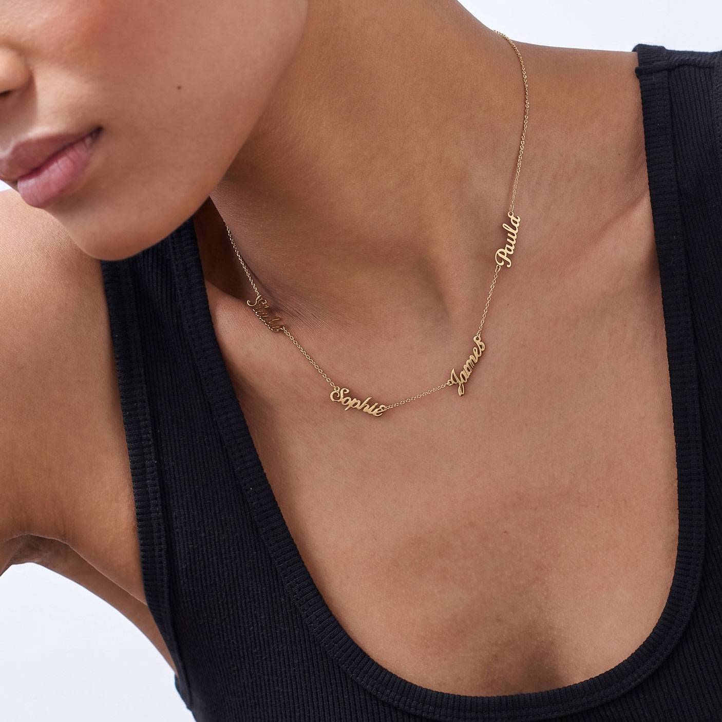 Multiple Name Necklace - 10K Solid Gold-3 product photo
