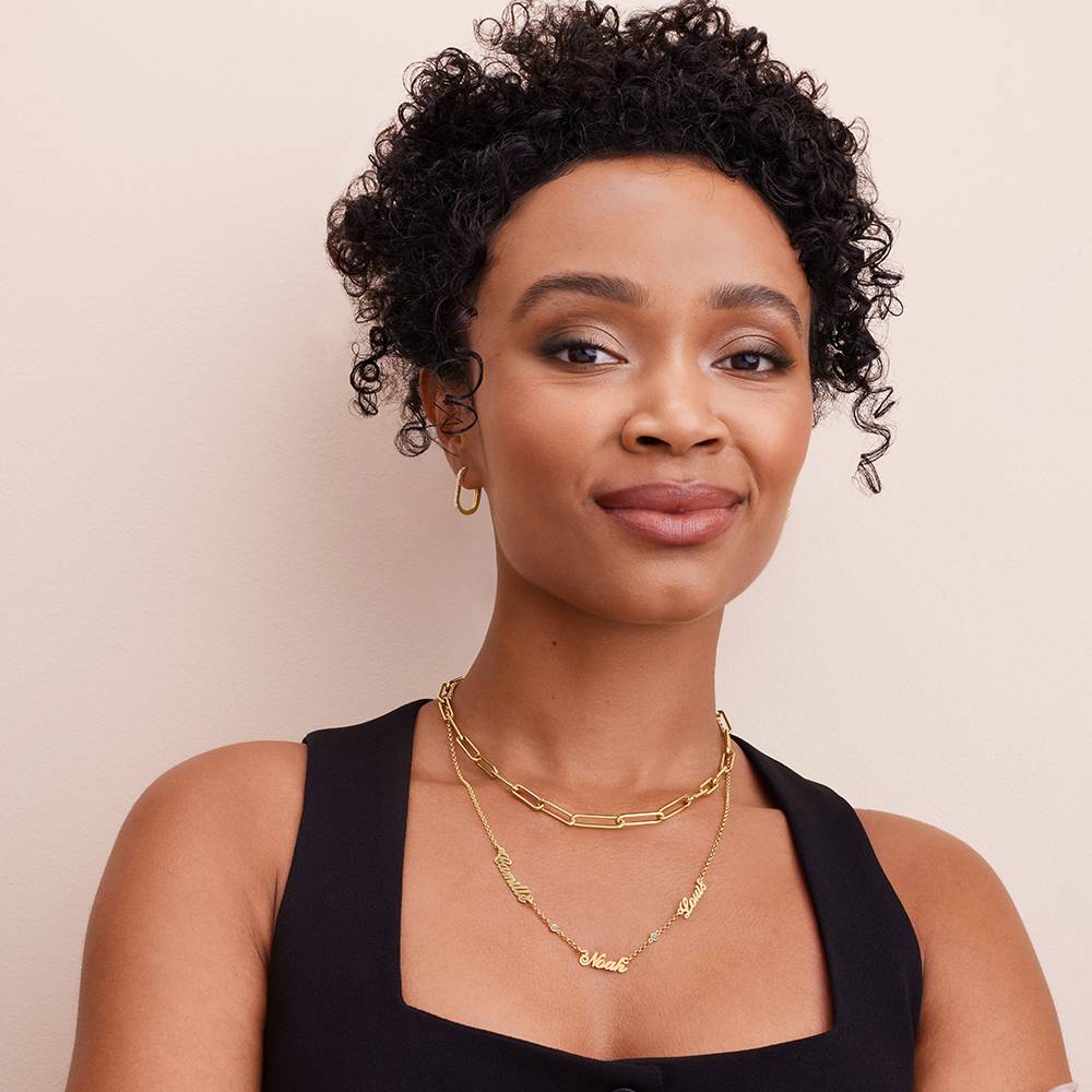 Multiple Name Necklace with Diamonds - 10K Solid Gold-5 product photo