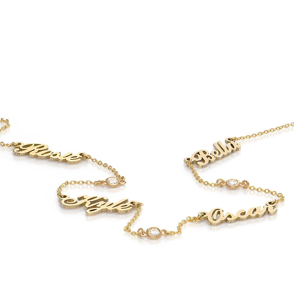 Multiple Name Necklace with Diamonds - 10K Solid Gold-4 product photo