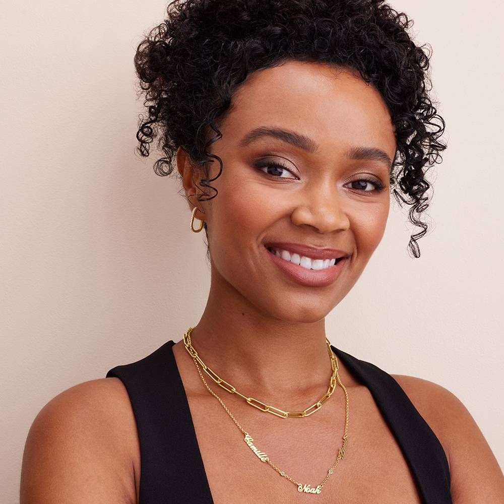 Multiple Name Necklace with Diamonds - 10K Solid Gold-3 product photo