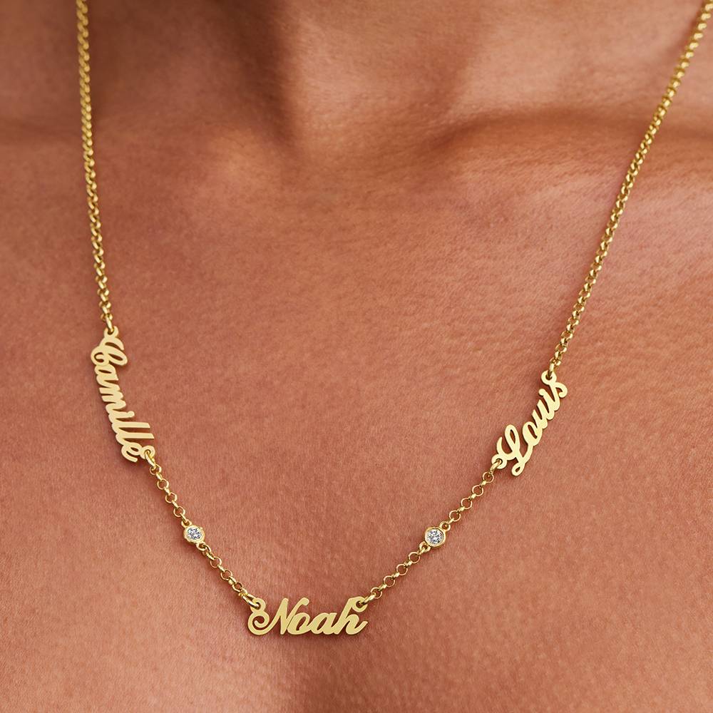 Multiple Name Necklace with Diamonds - 10K Solid Gold-2 product photo