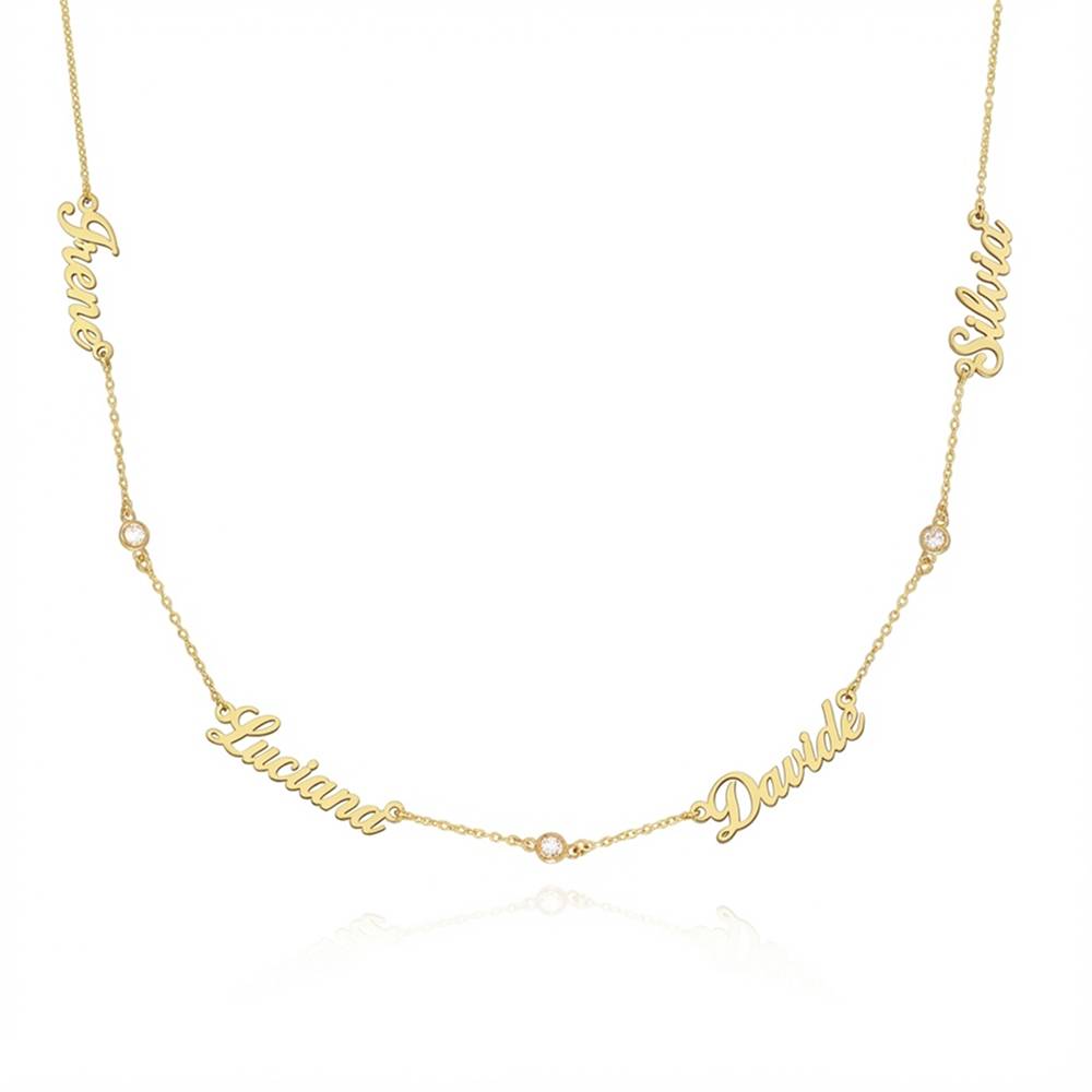 Multiple Name Necklace with Diamonds - 10K Solid Gold-1 Multiple Name Necklace with Diamonds - 10K Solid Gold-1 product photo