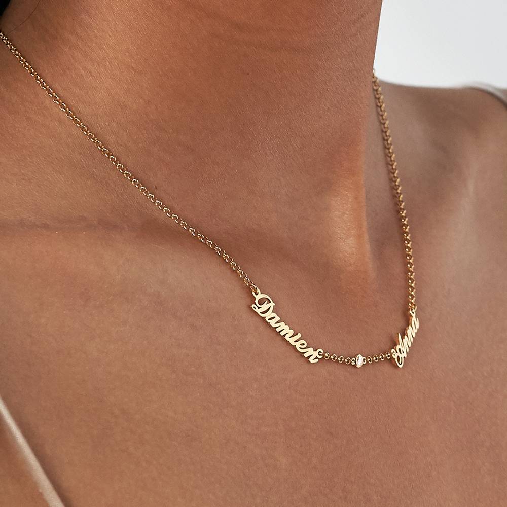 Multiple Name Necklace with Diamonds - 10K Solid Gold-2 Multiple Name Necklace with Diamonds - 10K Solid Gold-2 product photo
