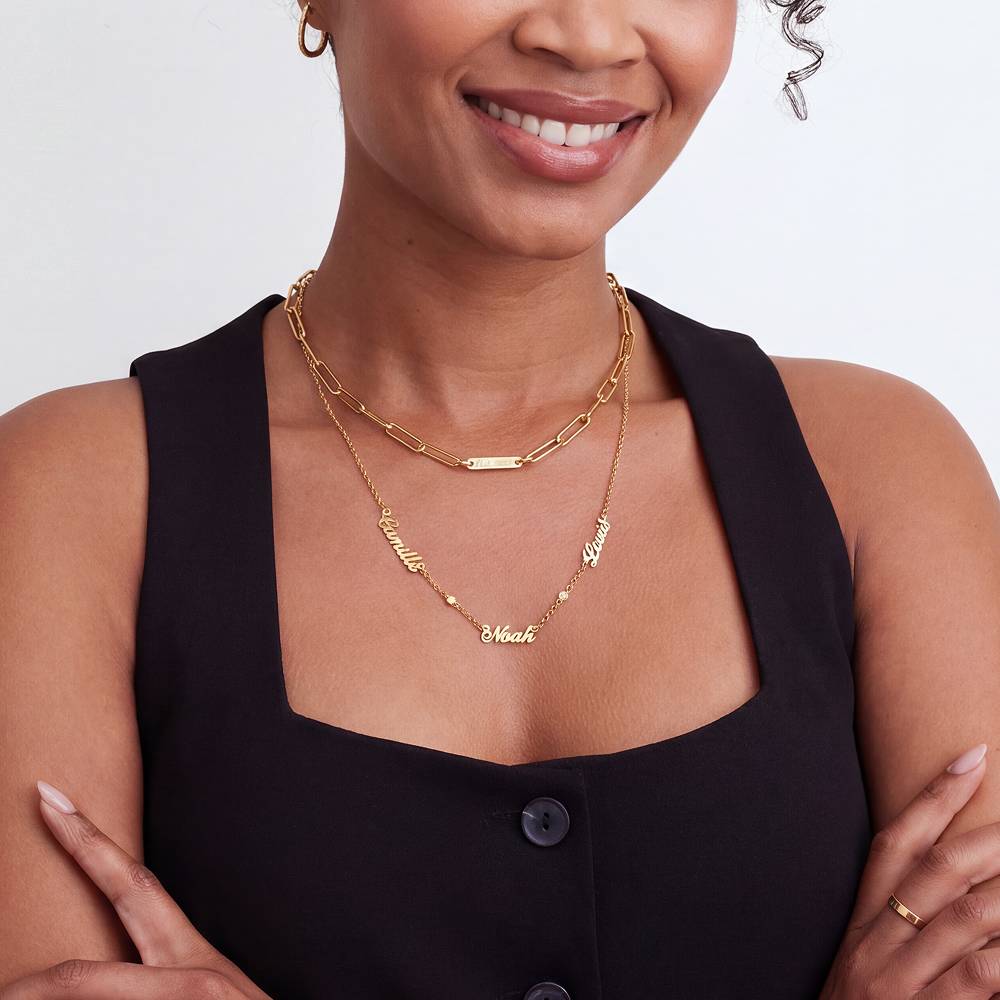 Multiple Name Necklace with Diamonds - 10K Solid Gold-4 Multiple Name Necklace with Diamonds - 10K Solid Gold-4 product photo