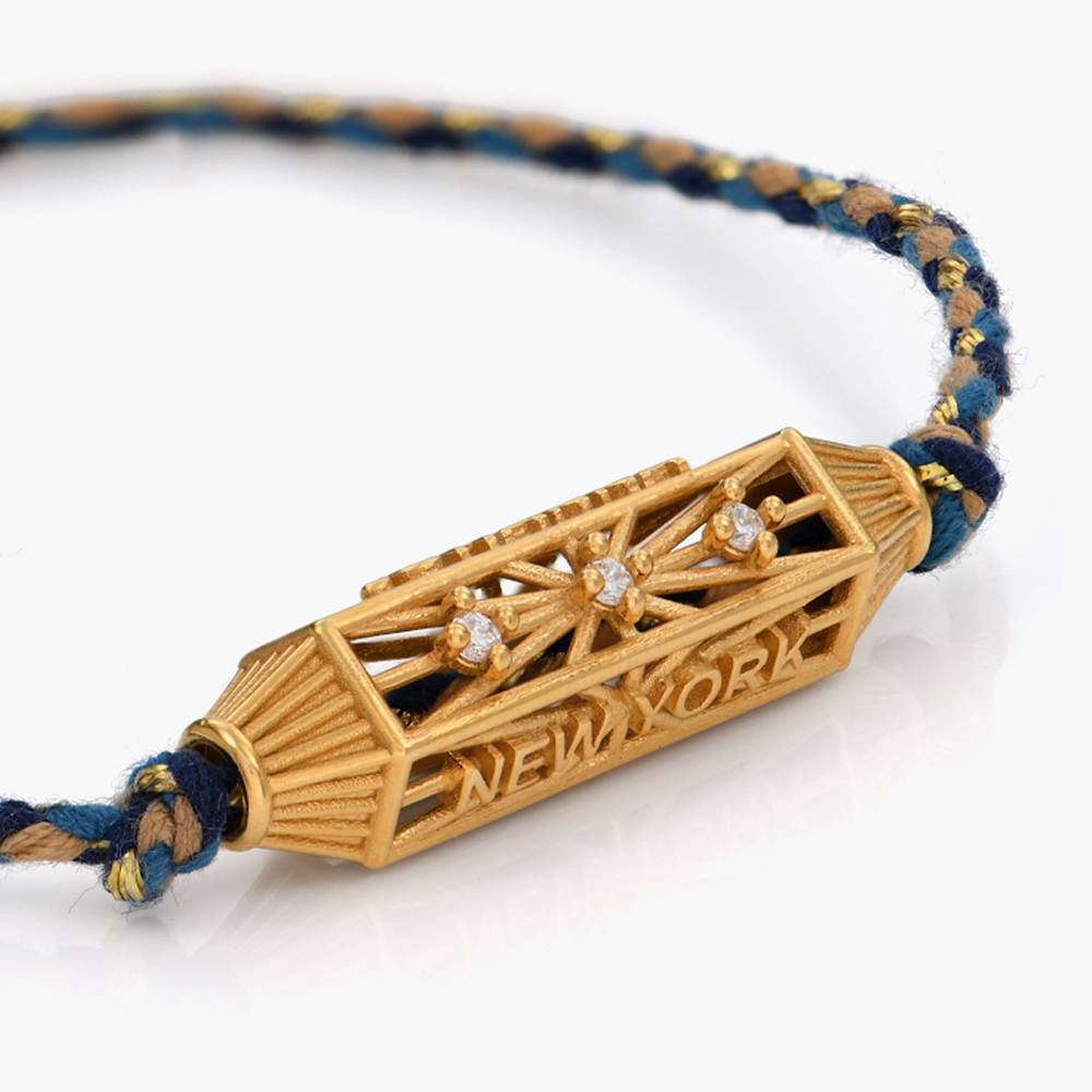 Horizontal Talisman Necklace with Blue Cord- Gold Vermeil product photo
