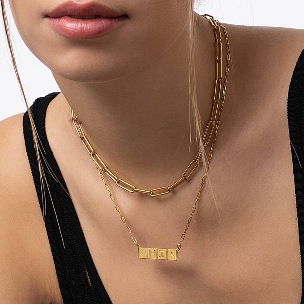 Chocolate Bar Initials Necklace -Gold Vermeil-3 product photo