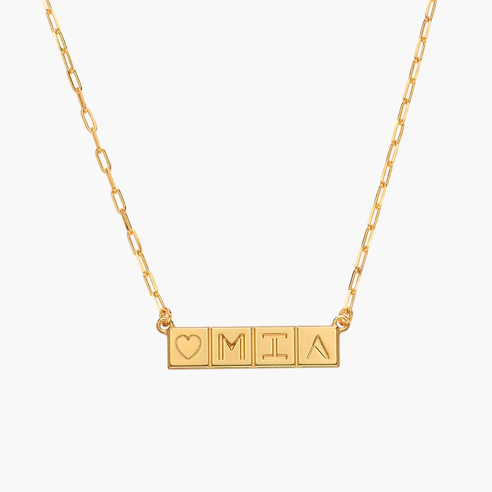 Chocolate Bar Initials Necklace -Gold Vermeil-1 product photo